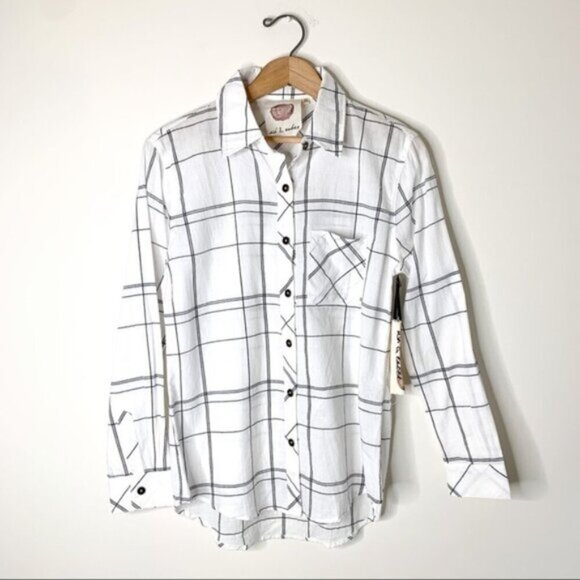 Anthropologie Ash and Ember Button Down Shirt Plaid Western Country Size XS - Picture 7 of 16
